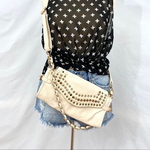 Beige / Cream Faux Leather Bag with Rose Gold Hard